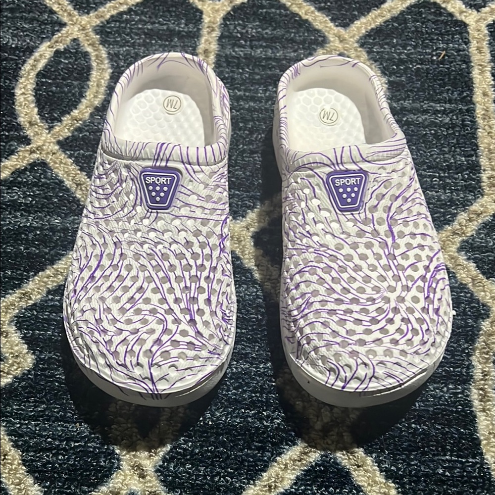 Slip-On Shoes - Purple and White